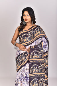 Women's Katan Silk Handbatik Saree With Blouse Piece