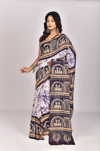 Women's Katan Silk Handbatik Saree With Blouse Piece