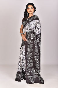 Women's Katan Silk Handbatik Saree With Blouse Piece