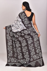 Women's Katan Silk Handbatik Saree With Blouse Piece