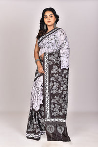 Women's Katan Silk Handbatik Saree With Blouse Piece