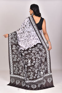 Women's Katan Silk Handbatik Saree With Blouse Piece