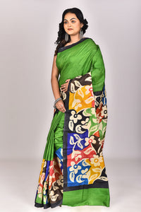 Women's Katan Silk Handprint Saree With Blouse Piece