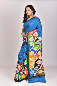 Women's Katan Silk Handprint Saree With Blouse Piece