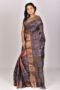 Women's Katan Silk Jari Tussar Batik Lambani Saree With Blouse Piece