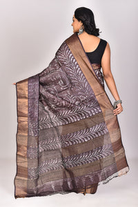 Women's Katan Silk Jari Tussar Batik Lambani Saree With Blouse Piece