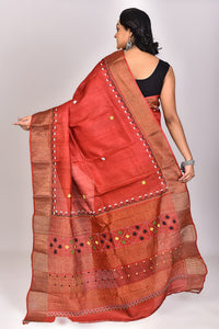 Women's Katan Silk Jari Tussar Lambani Saree With Blouse Piece