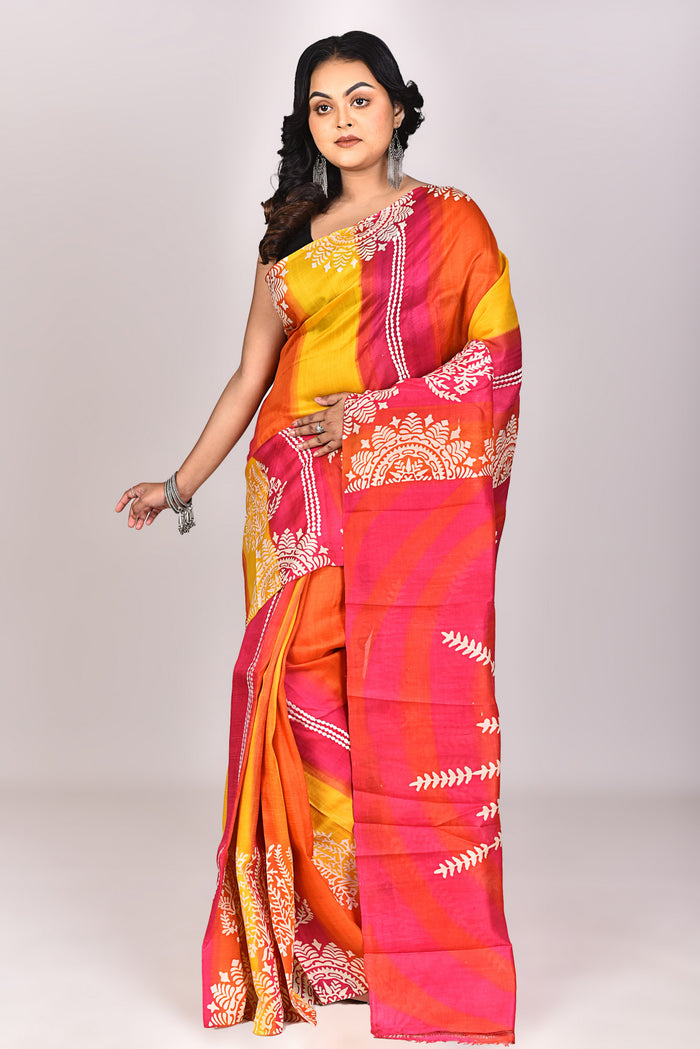 Women's Katan Silk Lambani Saree With Blouse Piece