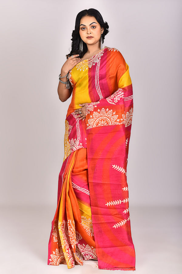 Women's Katan Silk Lambani Saree With Blouse Piece