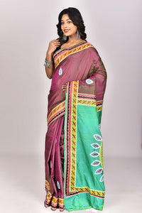 Women's Katan Silk Pattachitra Saree With Blouse Piece