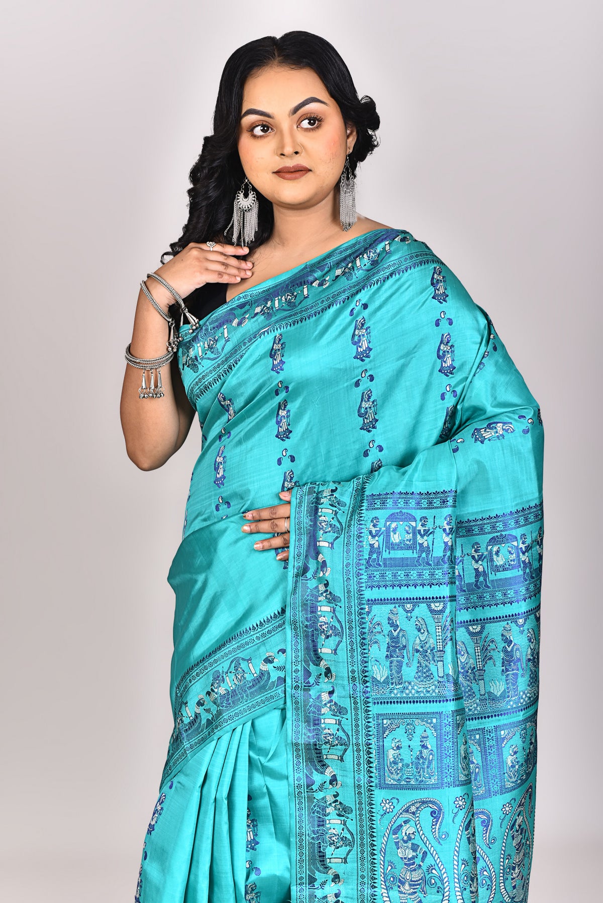 Women's Katan Silk Swarnachuri Saree With Blouse Piece