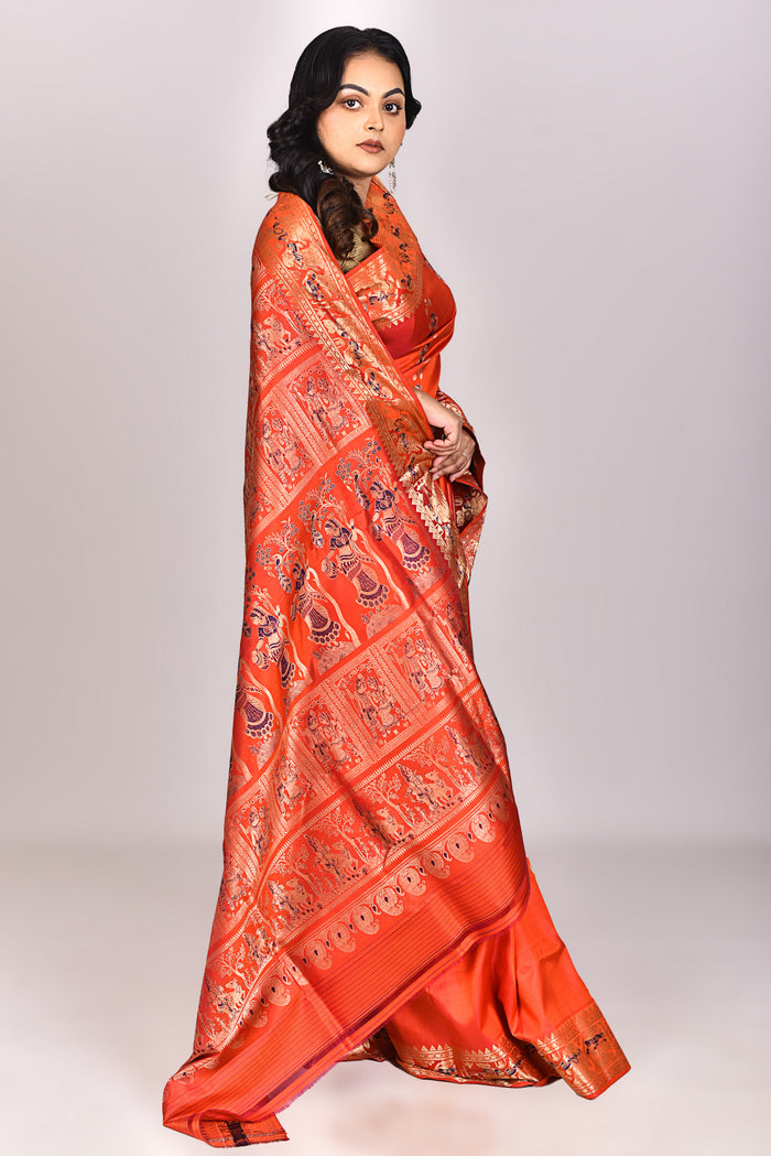 Women's Katan Silk Swarnachuri Saree With Blouse Piece
