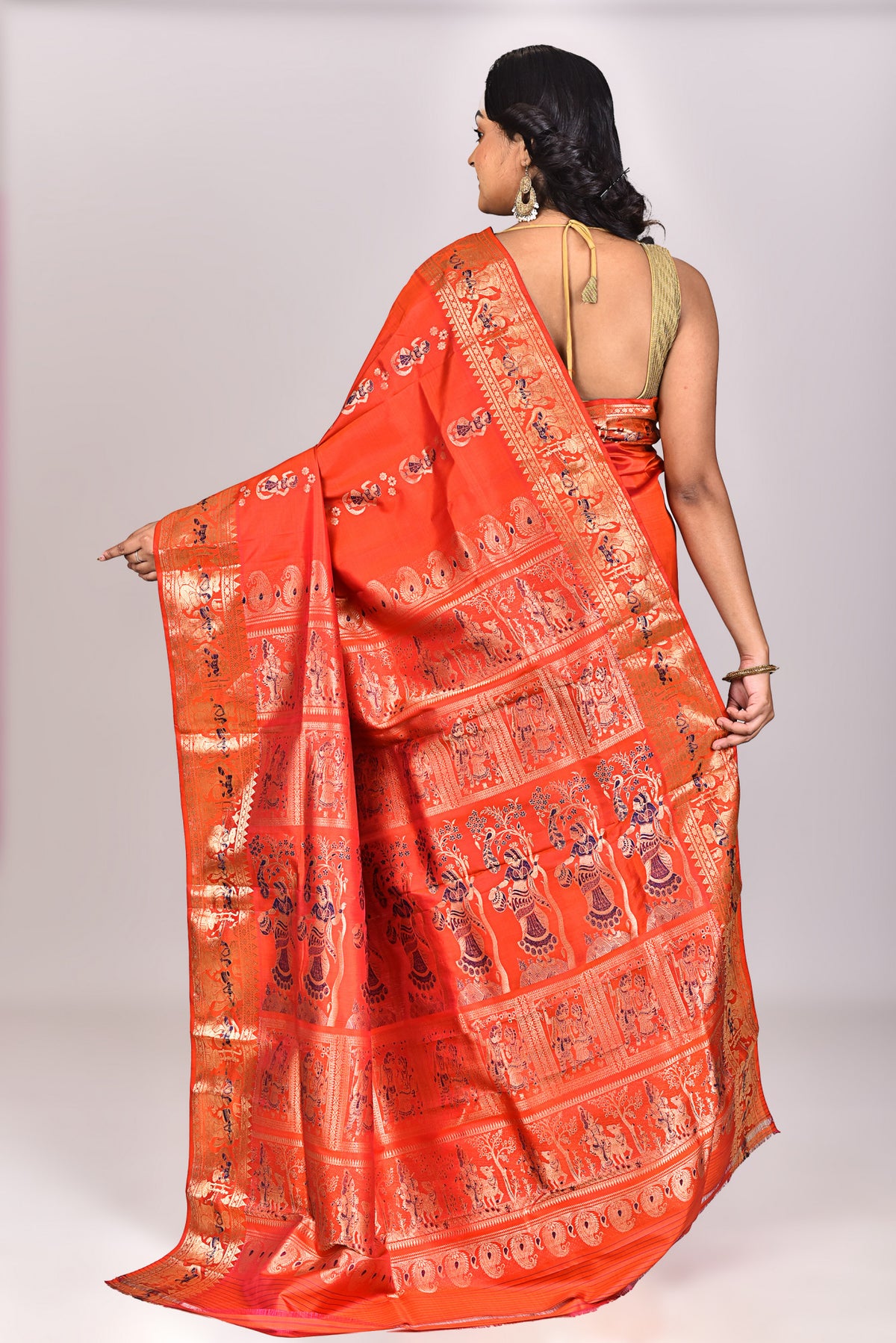 Women's Katan Silk Swarnachuri Saree With Blouse Piece