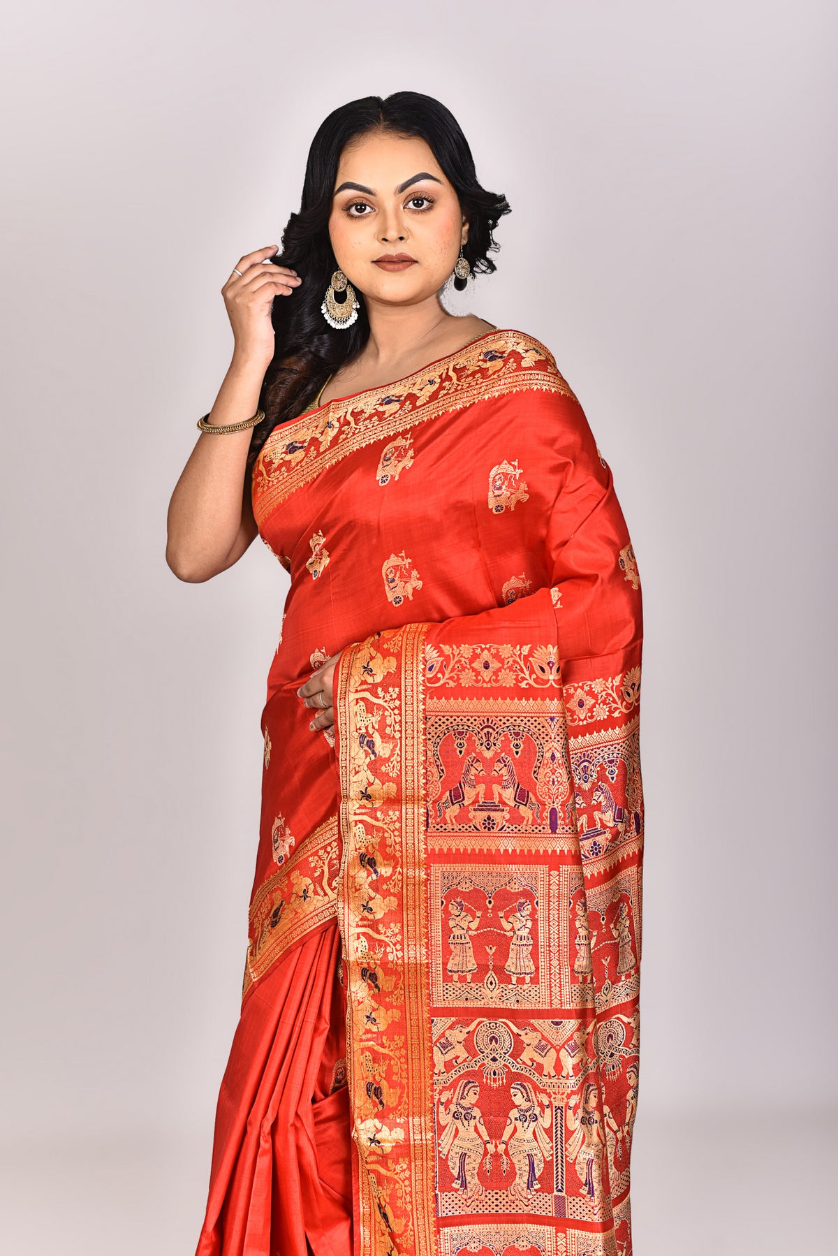 Women's Katan Silk Swarnachuri Saree With Blouse Piece