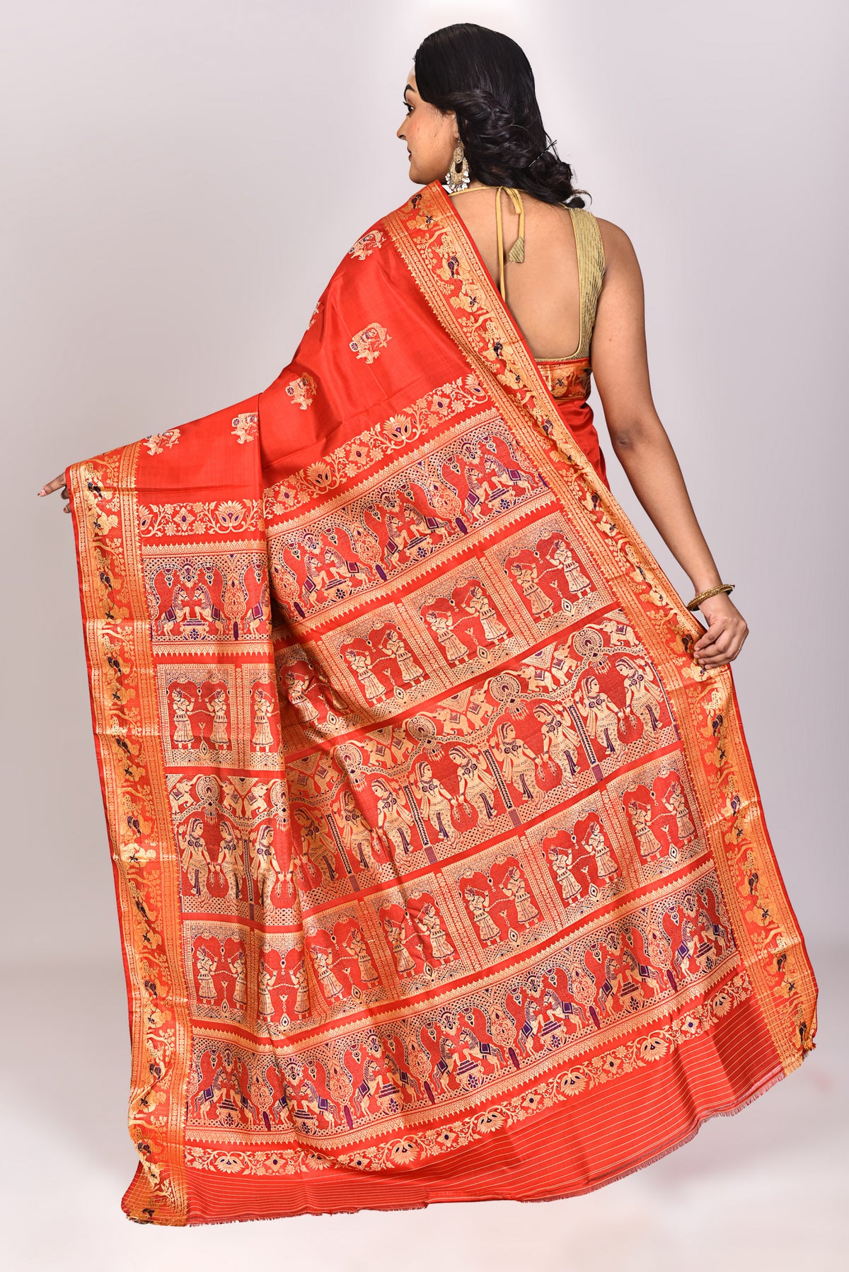 Women's Katan Silk Swarnachuri Saree With Blouse Piece