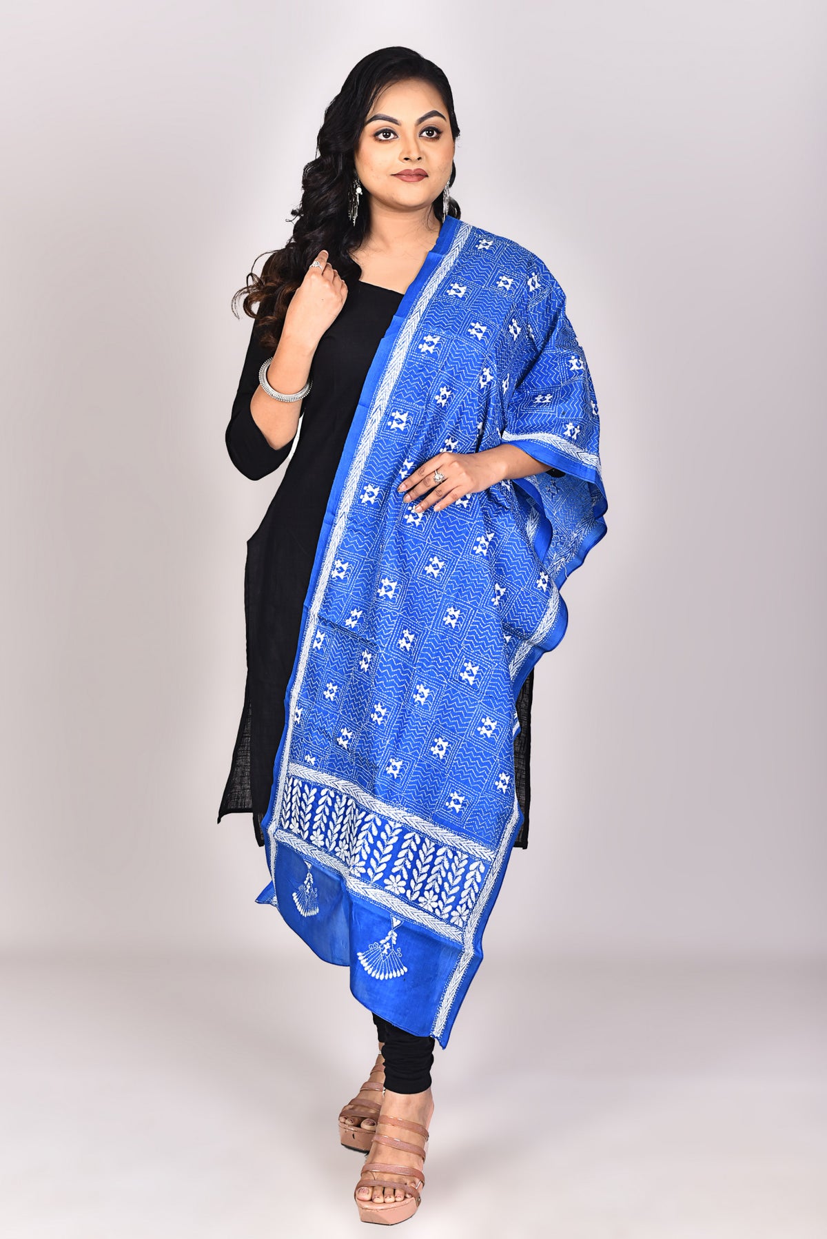 Women's Pure Silk Kantha Dupatta