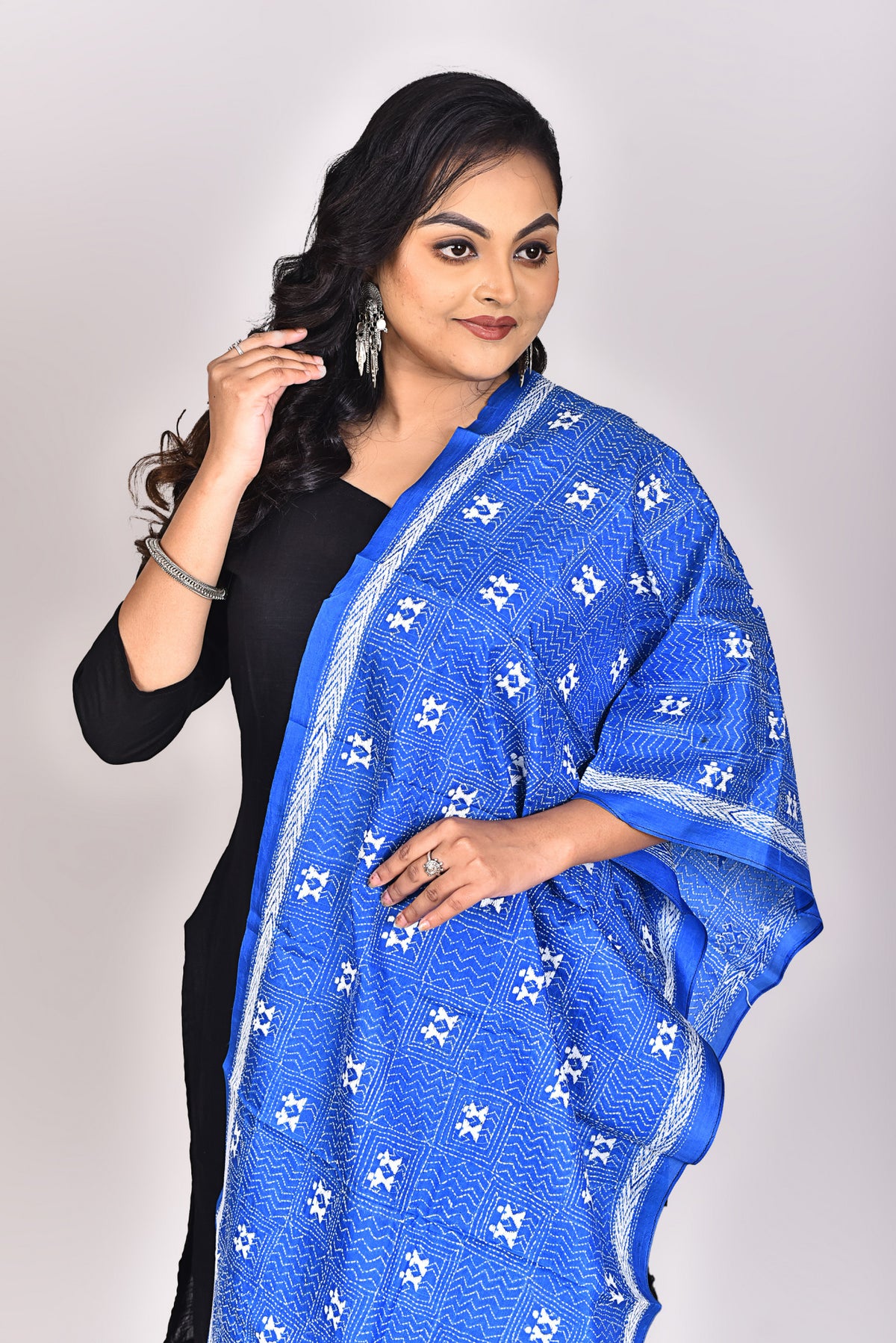 Women's Pure Silk Kantha Dupatta