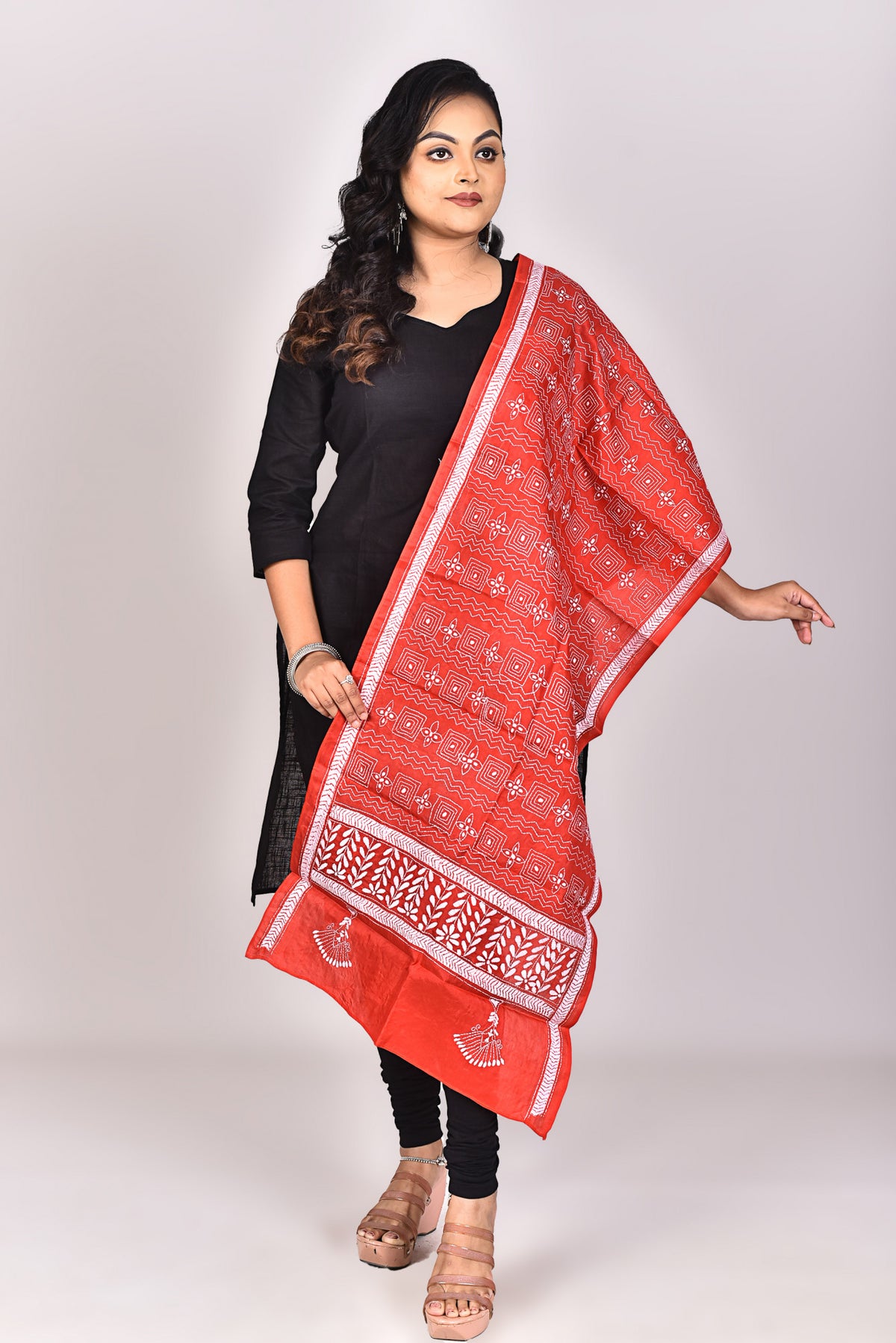 Women's Pure Silk Kantha Dupatta