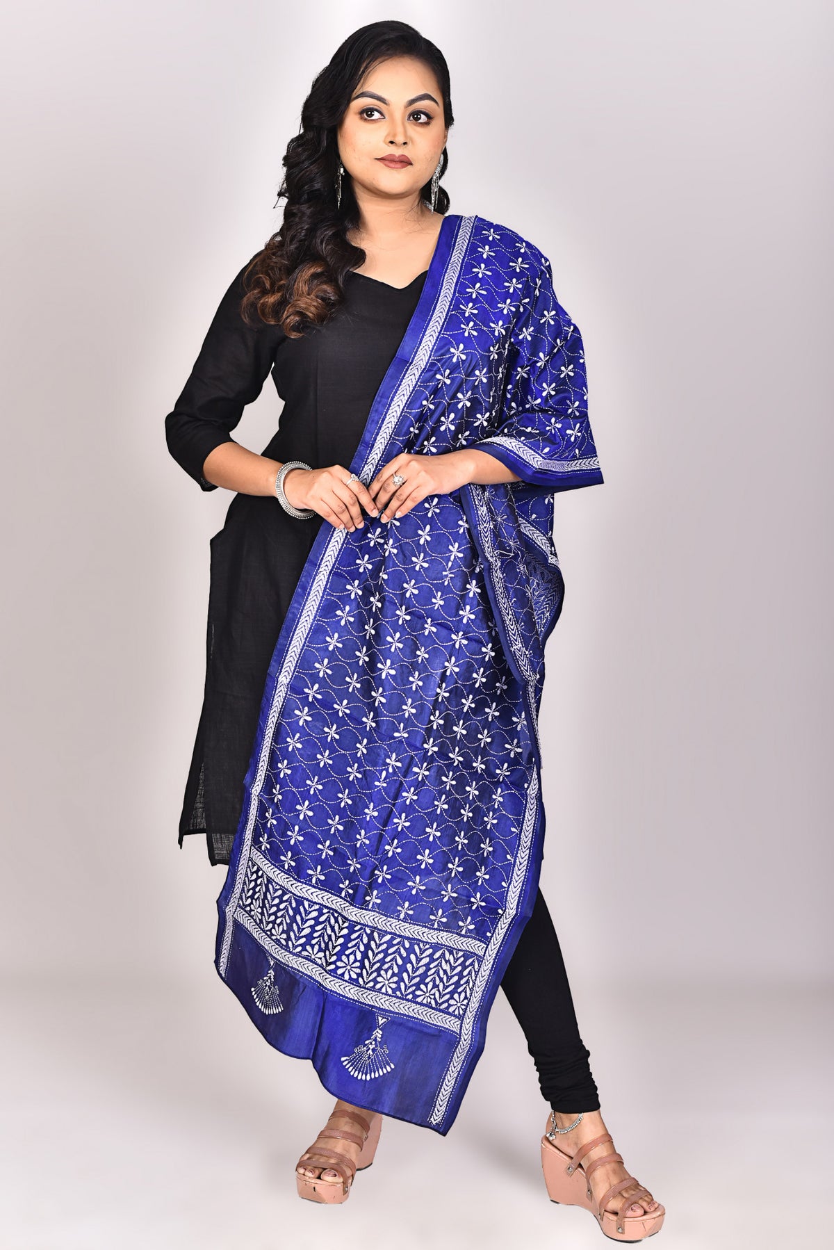 Women's Pure Silk Kantha Dupatta