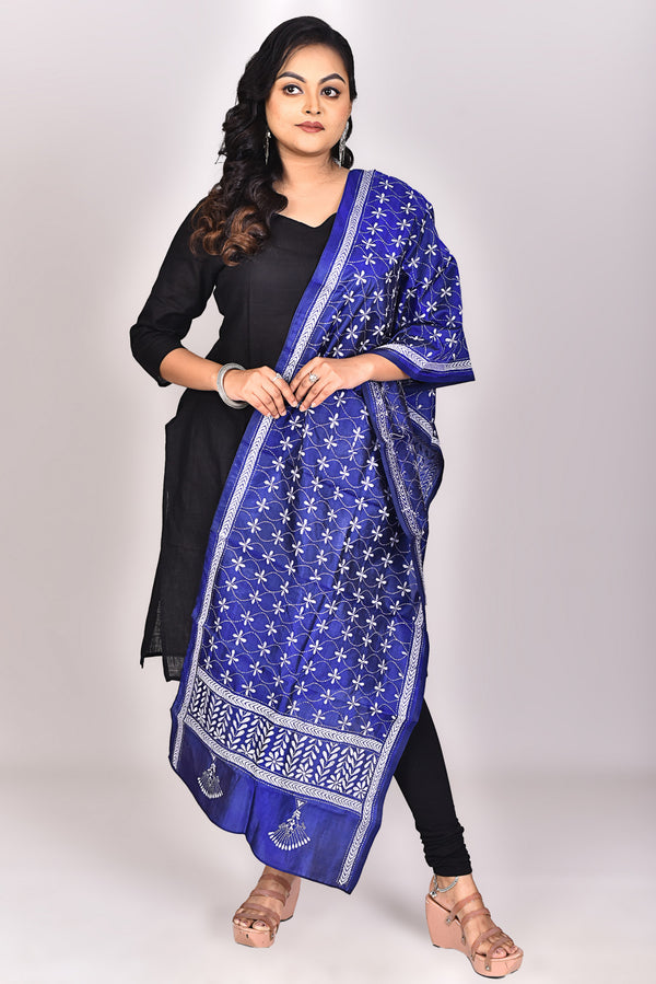 Women's Pure Silk Kantha Dupatta