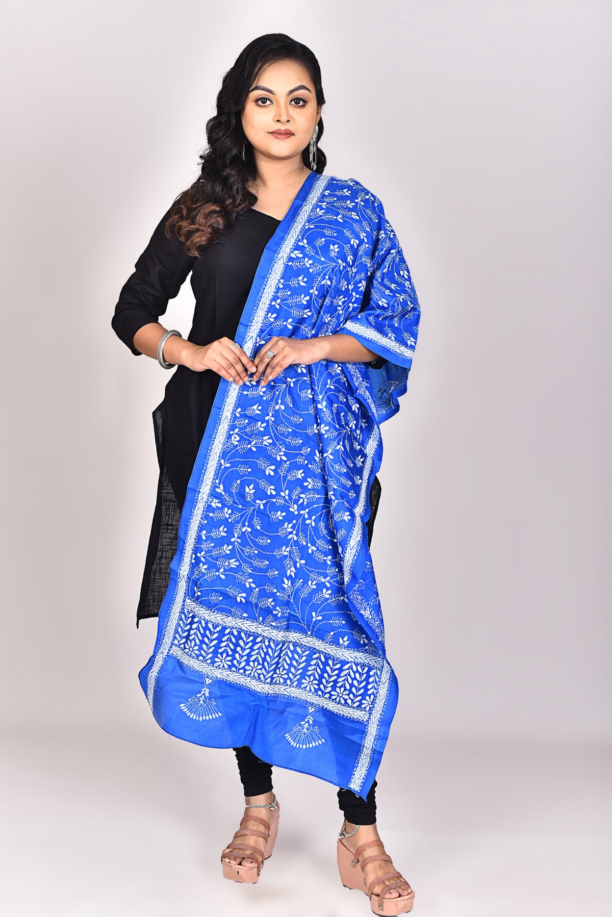 Women's Pure Silk Kantha Dupatta