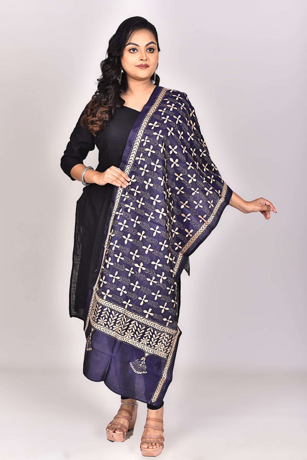 Women's Pure Silk Kantha Dupatta