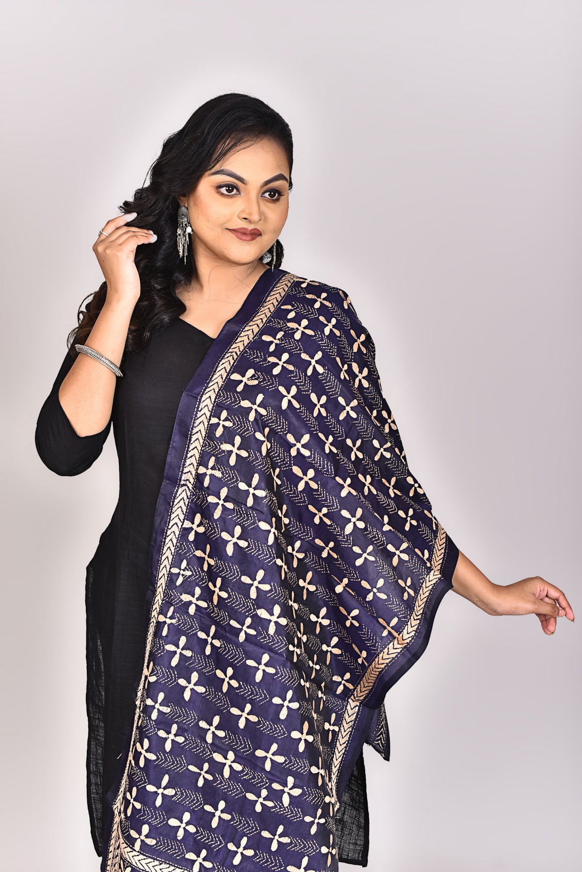 Women's Pure Silk Kantha Dupatta
