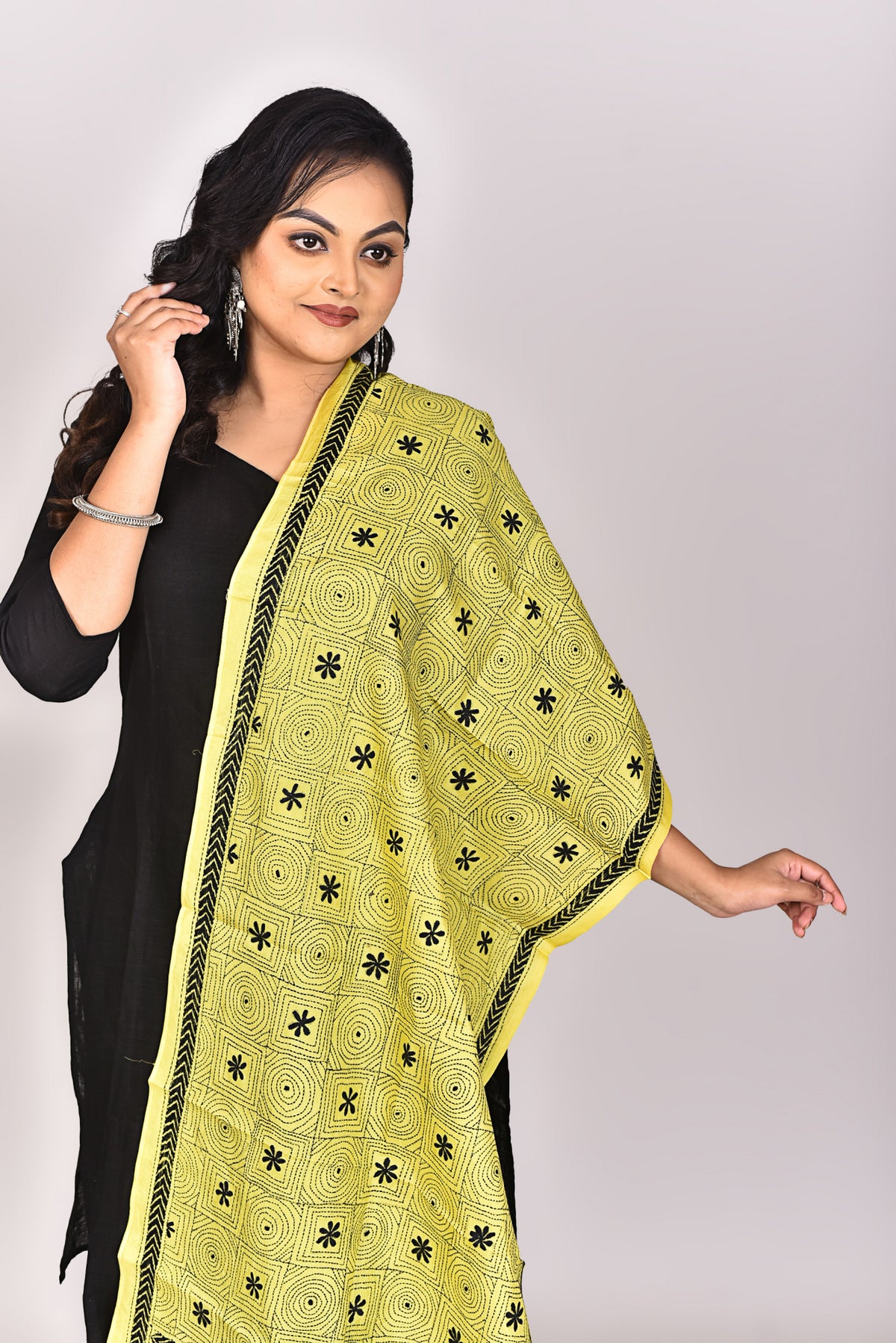 Women's Pure Silk Kantha Dupatta