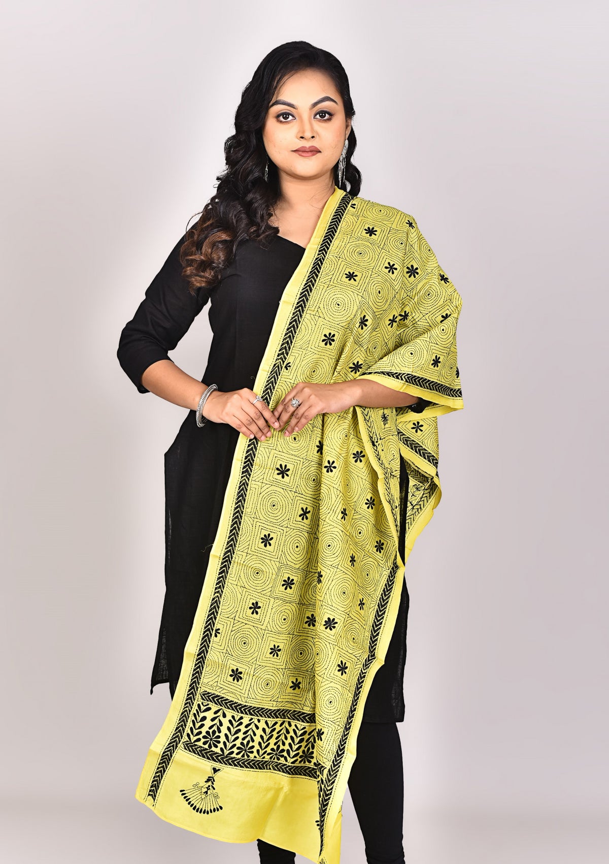 Women's Pure Silk Kantha Dupatta