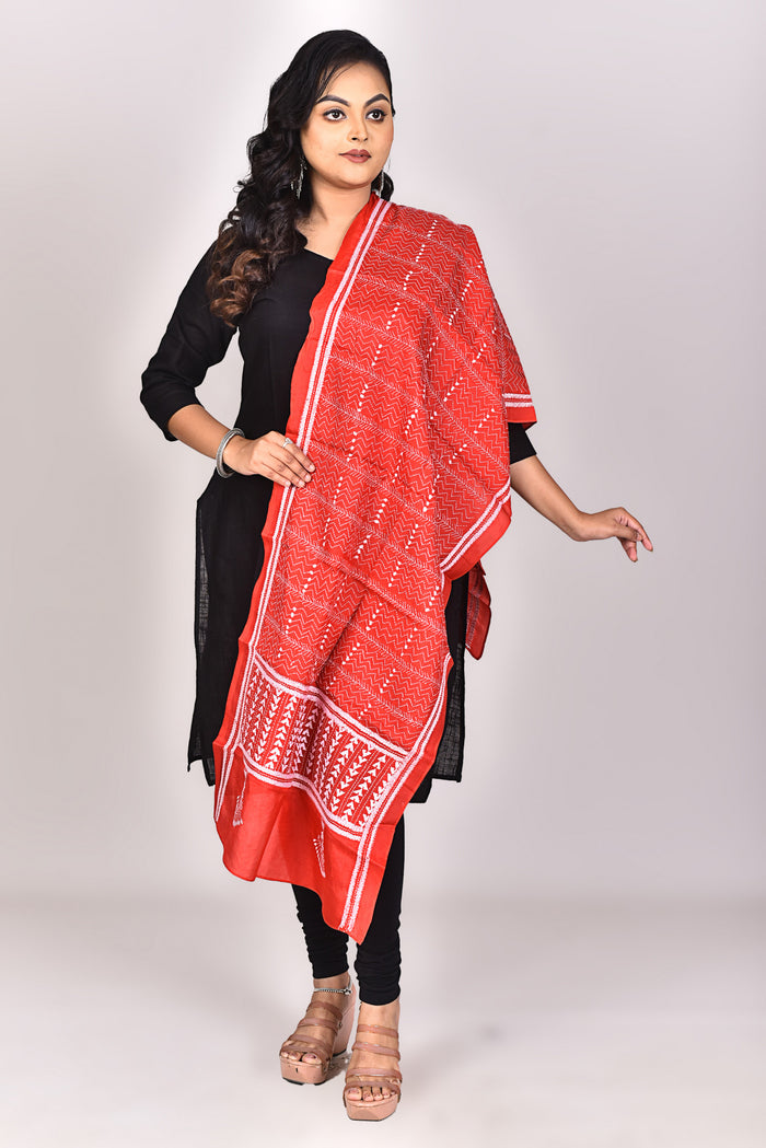 Women's Pure Silk Kantha Dupatta