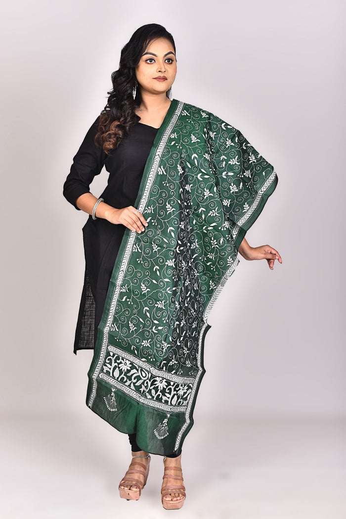 Women's Pure Silk Kantha Dupatta