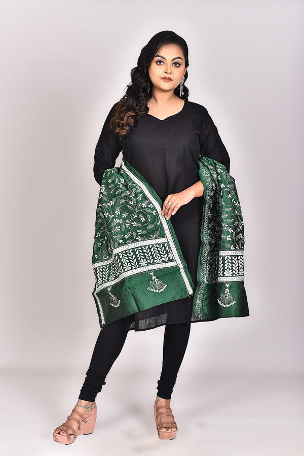 Women's Pure Silk Kantha Dupatta