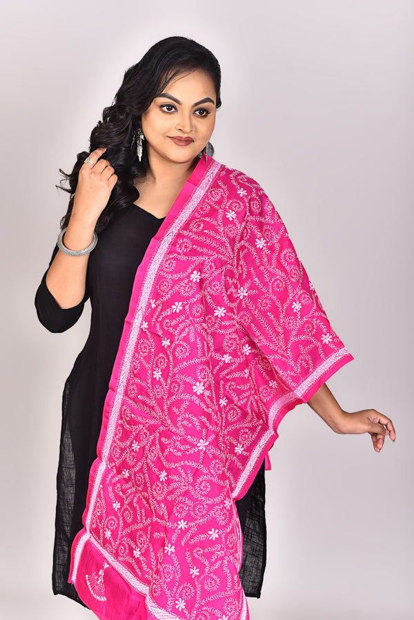 Women's Pure Silk Kantha Dupatta