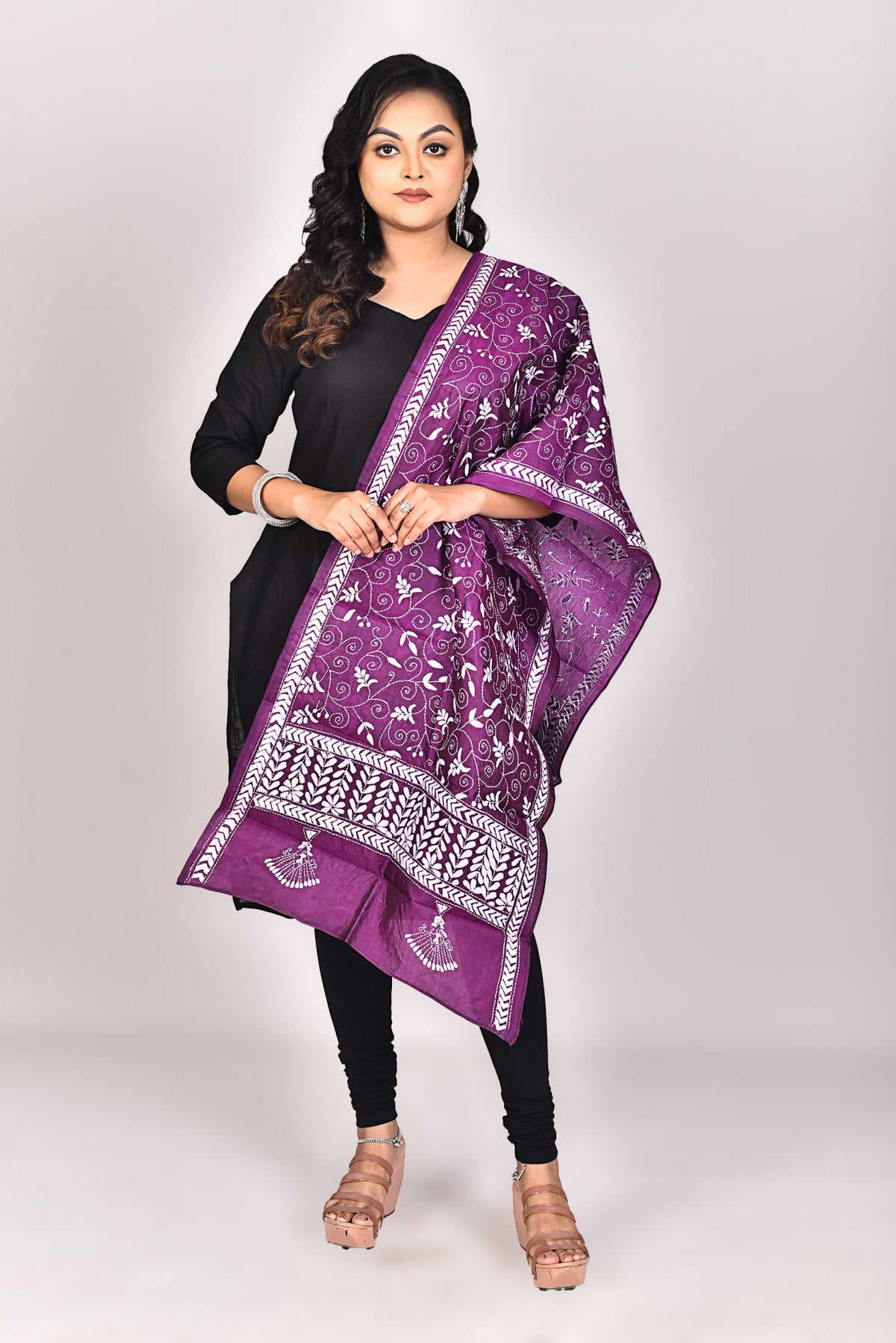 Women's Pure Silk Kantha Dupatta
