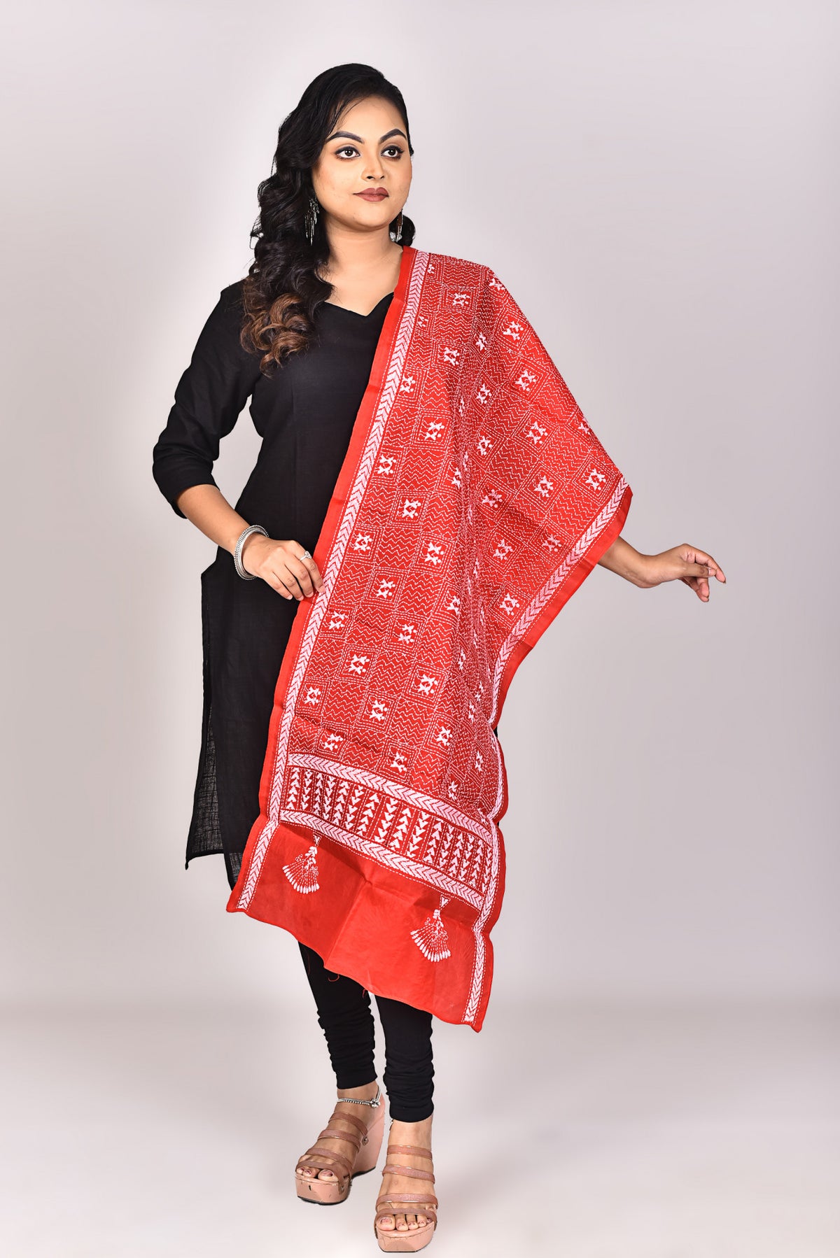 Women's Pure Silk Kantha Dupatta