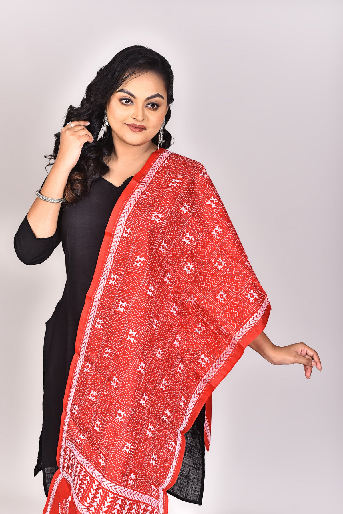 Women's Pure Silk Kantha Dupatta