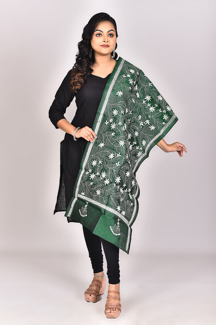 Women's Pure Silk Kantha Dupatta