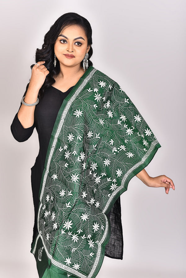 Women's Pure Silk Kantha Dupatta