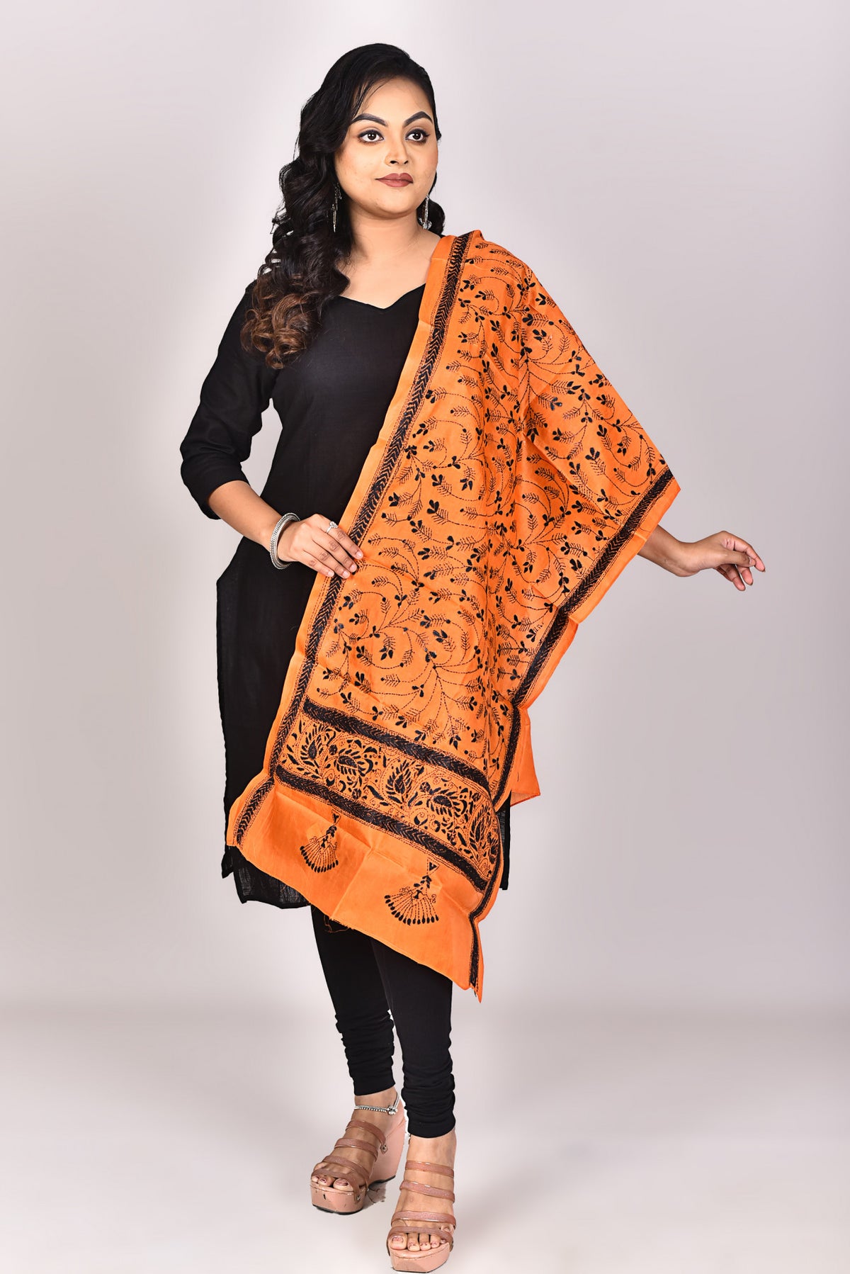 Women's Pure Silk Kantha Dupatta