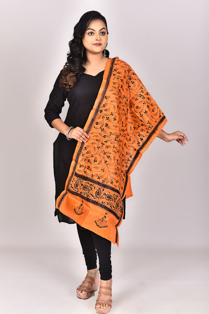 Women's Pure Silk Kantha Dupatta