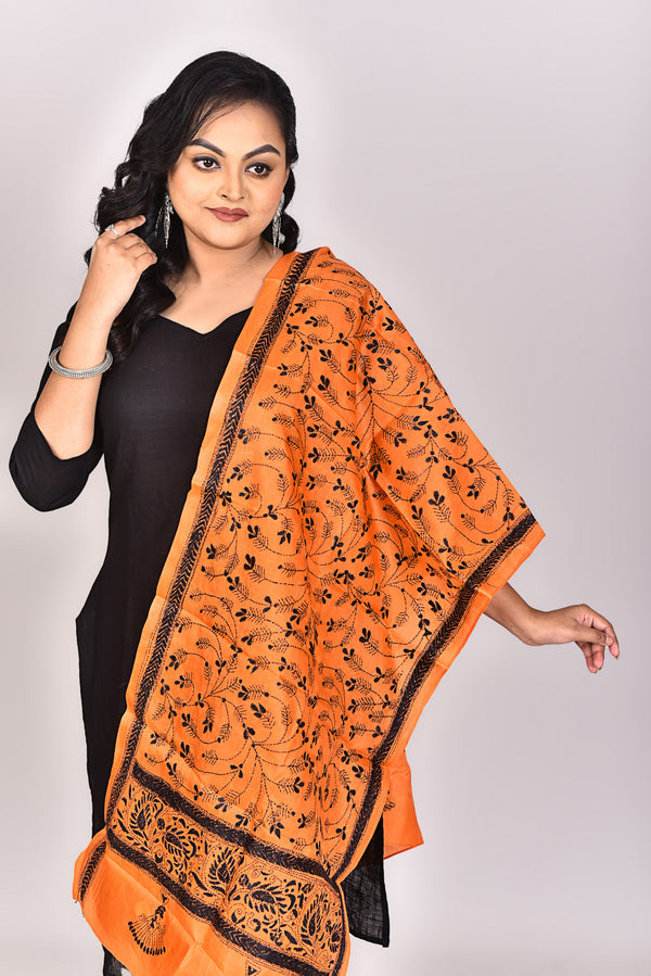 Women's Pure Silk Kantha Dupatta