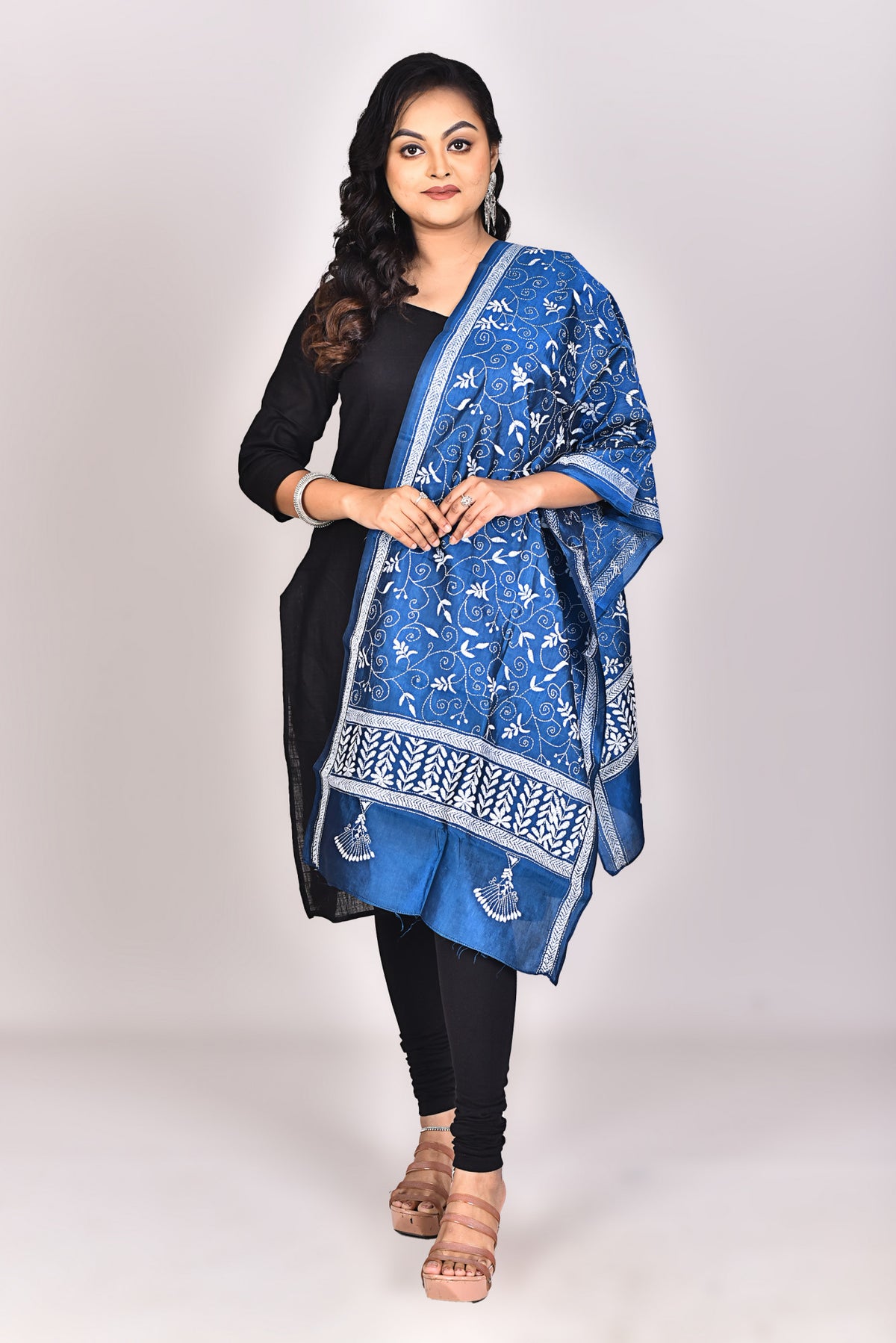 Women's Pure Silk Kantha Dupatta