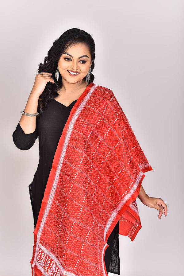 Women's Pure Silk Kantha Dupatta