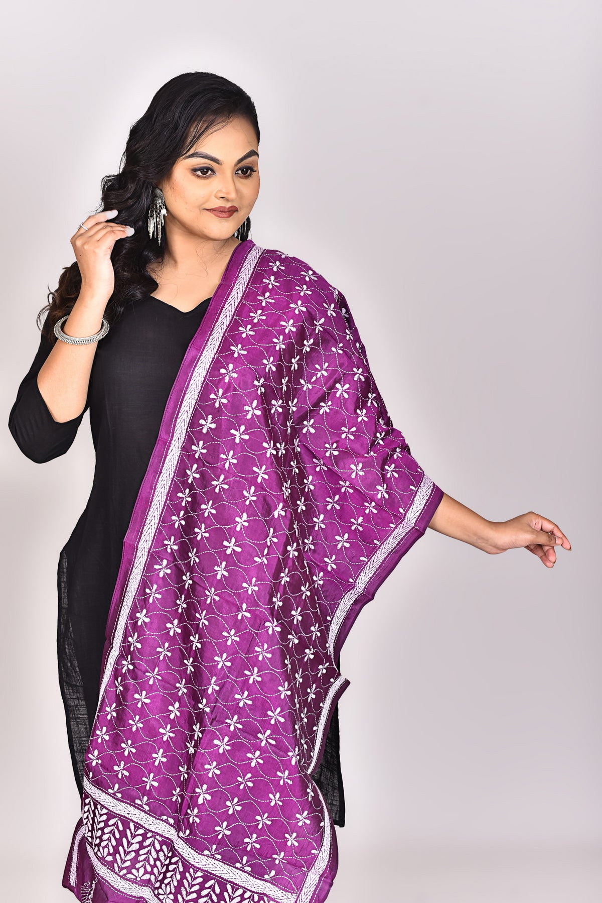 Women's Pure Silk Kantha Dupatta