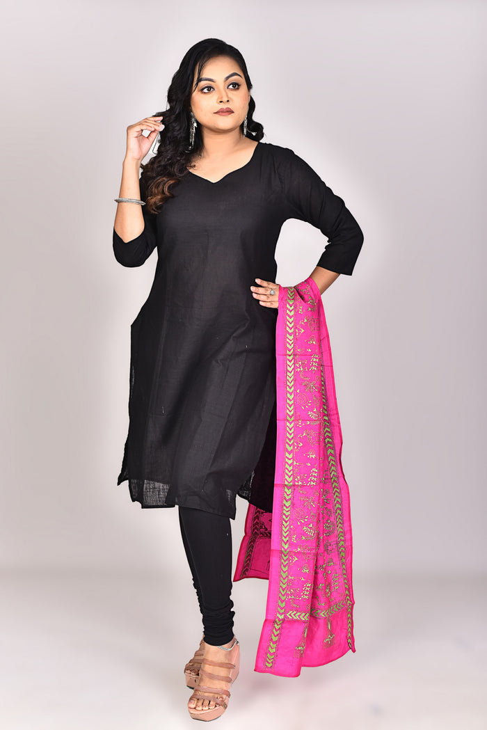 Women's Pure Silk Kantha Dupatta