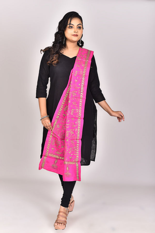 Women's Pure Silk Kantha Dupatta