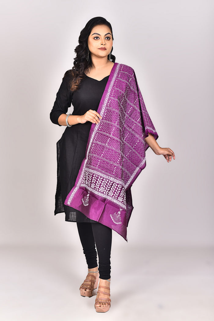 Women's Pure Silk Kantha Dupatta