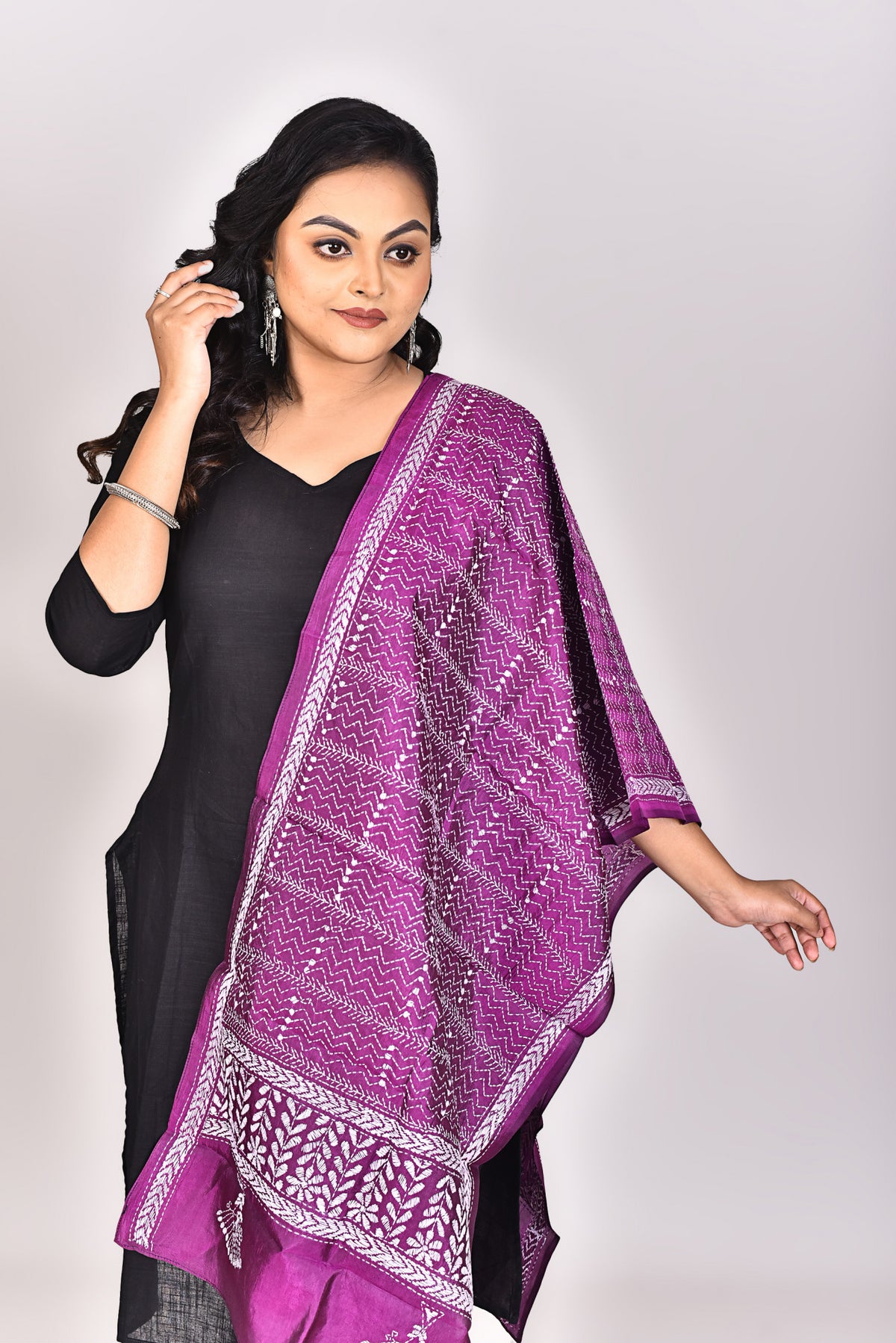 Women's Pure Silk Kantha Dupatta