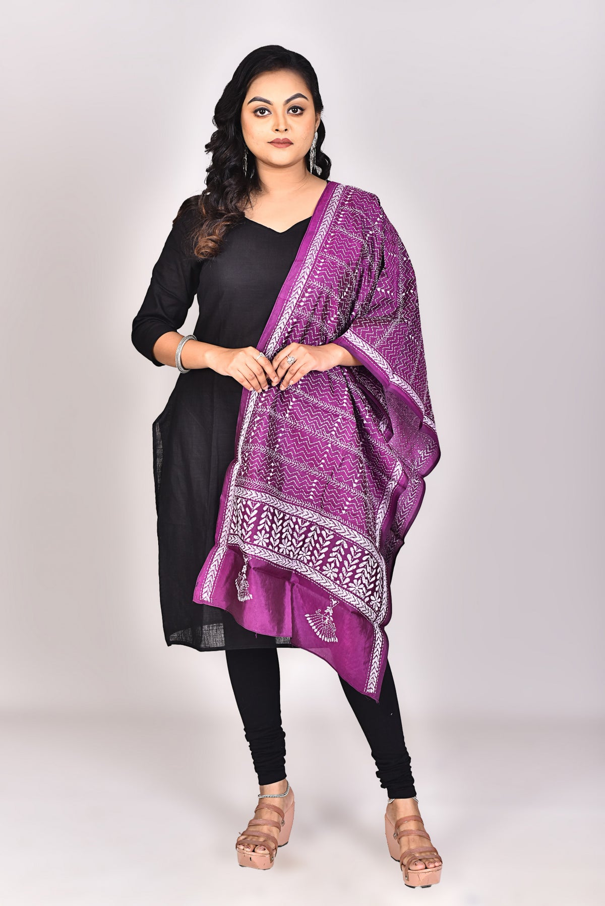 Women's Pure Silk Kantha Dupatta