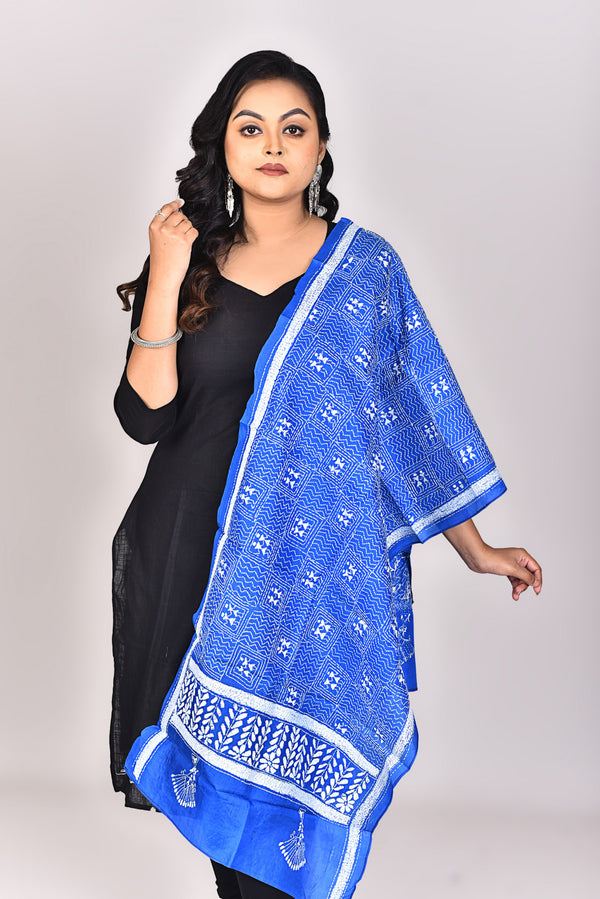 Women's Pure Silk Kantha Dupatta